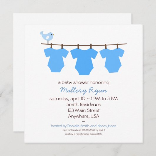 Baby shower sluiten kaart (Voorkant / Achterkant)