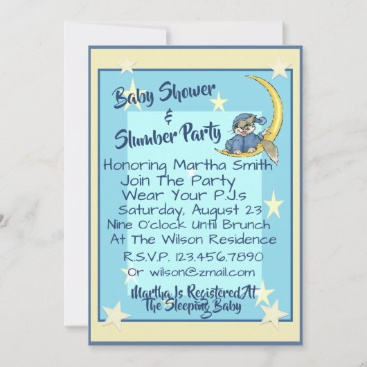 Baby shower & Slumber Party met Maan, Sterren en K Kaart (Voorkant)