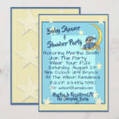 Baby shower & Slumber Party met Maan, Sterren en K Kaart (Voorkant / Achterkant)