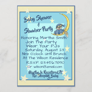 baby shower & Slumber Party W/Moon, sterren & katt Kaart