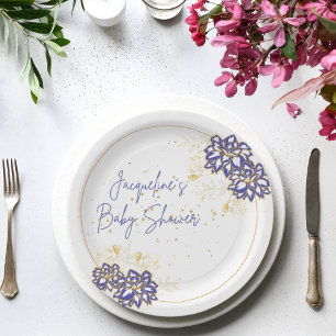 Baby shower sneeuwpop paarse thema papier borden papieren bordje