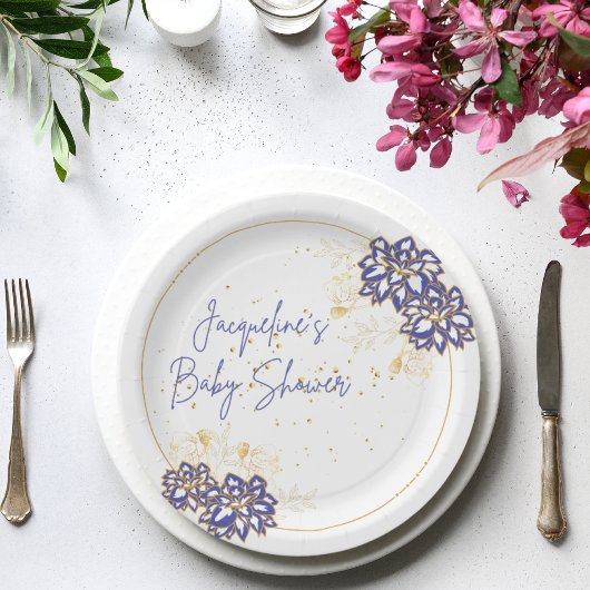 Baby shower sneeuwpop paarse thema papier borden papieren bordje