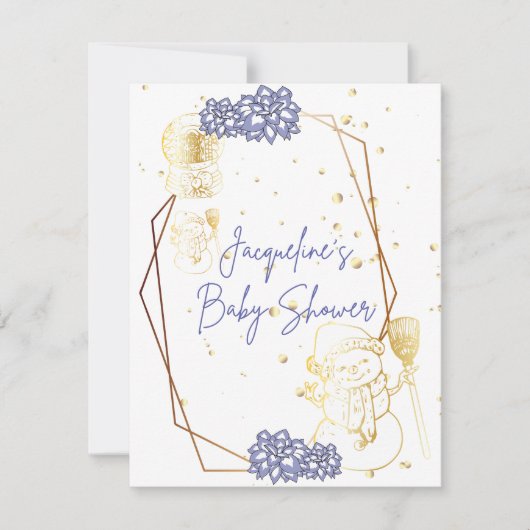 Baby shower sneeuwpop Paarse thema Uitnodiging Kaa (Voorkant)