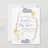 Baby shower sneeuwpop Paarse thema Uitnodiging Kaa (Achterkant)