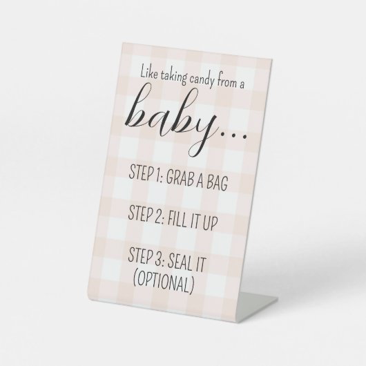 Baby shower Snoep Bar Sign Reclamebord Met Voetstuk (Voorkant)