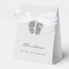 Baby shower - snoepgoed druppelt in Glitter Silver Bedankdoosjes