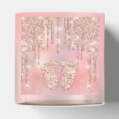 Baby shower - snoepgoed druppelt Roos Roze glitter Bedankdoosjes (Bovenkant)