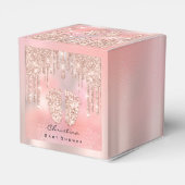 Baby shower - snoepgoed druppelt Roos Roze glitter Bedankdoosjes (Achterkant)