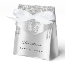Baby shower - snoepgoed druppelt zilver grijs glit
