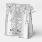 Baby shower - snoepgoed druppelt zilver grijs glit bedankdoosjes (Achterkant)