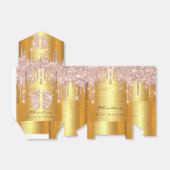 Baby shower - snoepjes - Drift Roos Gold Glitter Bedankdoosjes (Uitgevouwen)