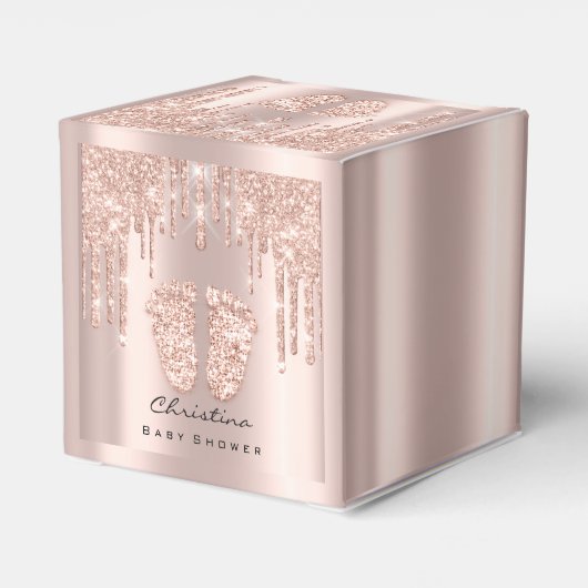 Baby shower snoepjes drijft Roos Glitter Effect Bedankdoosjes (Achterkant)