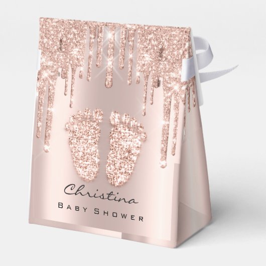 Baby shower snoepjes drijft Roos Glitter Vlush Bedankdoosjes (Achterkant)