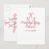 Baby shower snoepriet kerstvakantie monogram briefkaart (Voorkant / Achterkant)