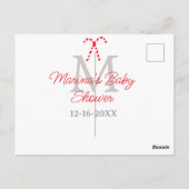 Baby shower snoepriet kerstvakantie monogram briefkaart (Achterkant)