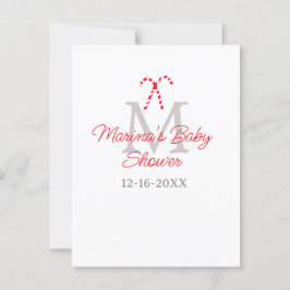 Baby shower snoepriet kerstvakantie monogram briefkaart