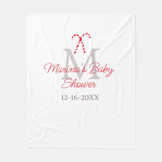 Baby shower snoepriet kerstvakantie monogram fleece deken (Voorkant)