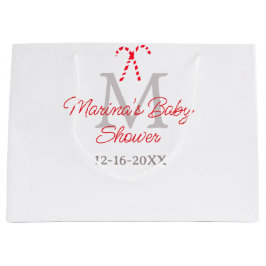 Baby shower snoepriet kerstvakantie monogram groot cadeauzakje