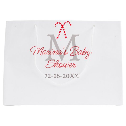 Baby shower snoepriet kerstvakantie monogram groot cadeauzakje (Voorkant)