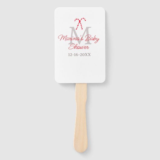Baby shower snoepriet kerstvakantie monogram handwaaier (Voorkant)