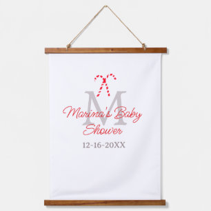 Baby shower snoepriet kerstvakantie monogram hangend wandkleed