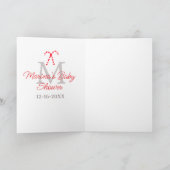 Baby shower snoepriet kerstvakantie monogram kaart (Binnen)
