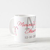 Baby shower snoepriet kerstvakantie monogram koffiemok (Voorkant links)
