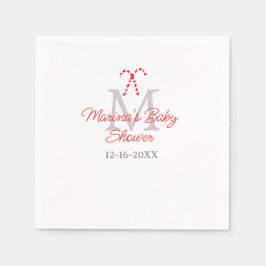 Baby shower snoepriet kerstvakantie monogram servet