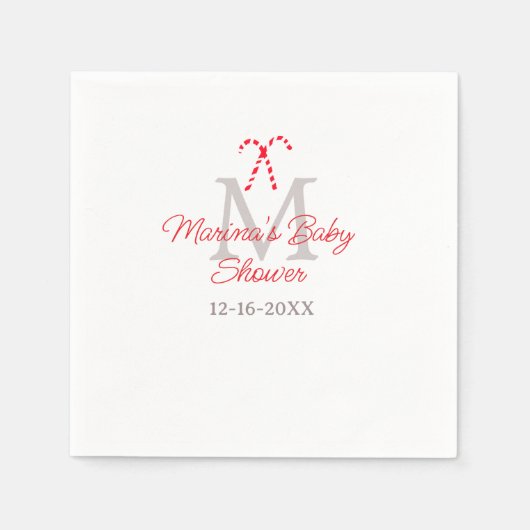 Baby shower snoepriet kerstvakantie monogram servet (Voorkant)