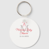 Baby shower snoepriet kerstvakantie monogram sleutelhanger (Achterkant)