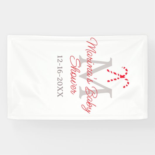Baby shower snoepriet kerstvakantie monogram spandoek (Horizontaal)