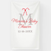 Baby shower snoepriet kerstvakantie monogram spandoek (Verticaal)