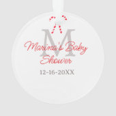 Baby shower snoepstok Kerst vakantie monogram Ornament (achterkant)
