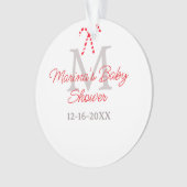 Baby shower snoepstok Kerst vakantie monogram Ornament (voorkant)