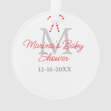 Baby shower snoepstok Kerst vakantie monogram