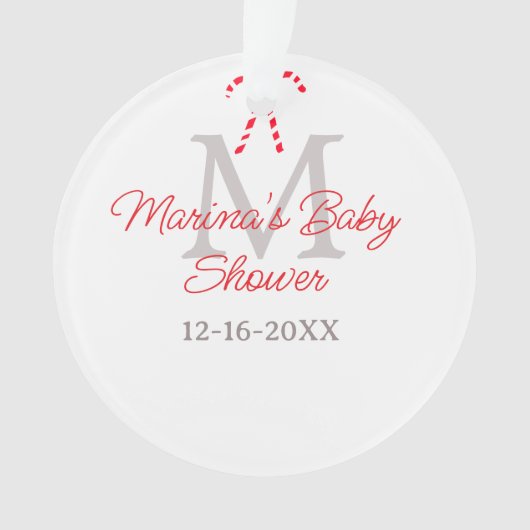Baby shower snoepstok Kerst vakantie monogram Ornament (voorkant)