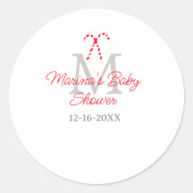 Baby shower snoepstok Kerst vakantie monogram 