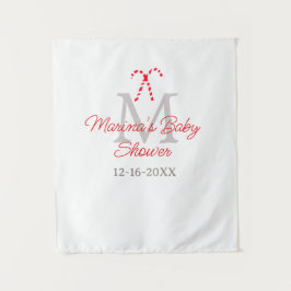 Baby shower snoepstok Kerst vakantie monogram Wandkleed