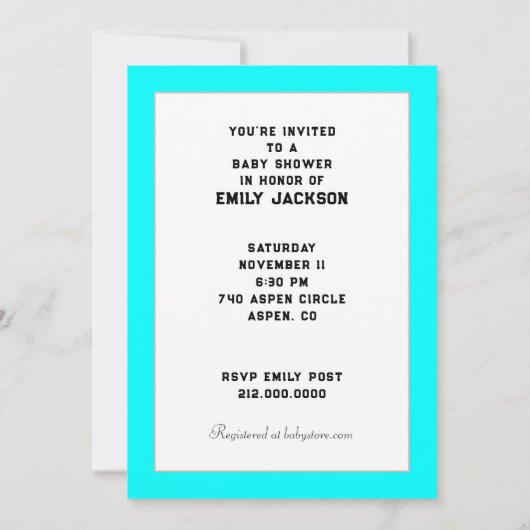 Baby shower Snowboarder Uitnodigingen (Achterkant)