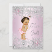 Baby shower Snowflake Winter Sweet Pink Girl Kaart (Voorkant)