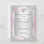 Baby shower Snowflake Winter Sweet Pink Girl Kaart (Achterkant)