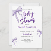 Baby Shower Soft Purple Bows Kaart (Voorkant)