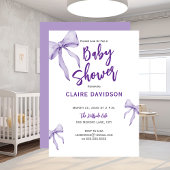 Baby Shower Soft Purple Bows Kaart