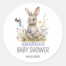 Baby Shower Some bunny wilde bloemen sticker