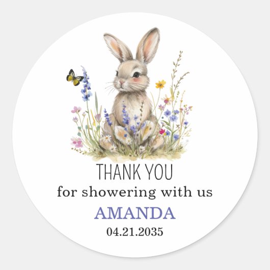 Baby Shower Some bunny wilde bloemen sticker (Voorkant)