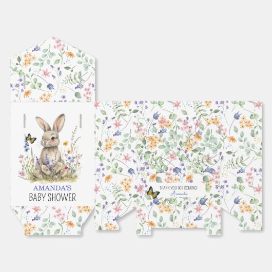 Baby shower Sommige konijnenbloemen Bedankdoosjes (Ongevouwen)