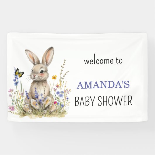 Baby shower Sommige konijnenbloemen Spandoek (Horizontaal)