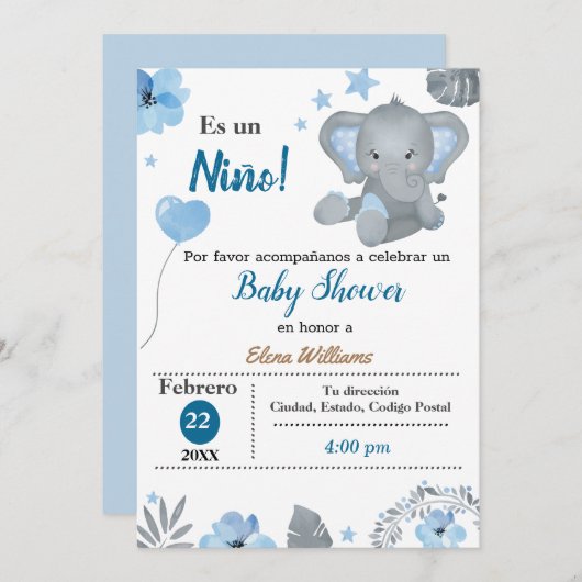 Baby shower-Spaans Kaart (Voorkant / Achterkant)