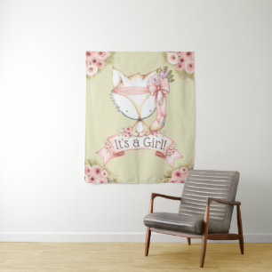 Baby Shower Spandoek met Vosje Wandkleed