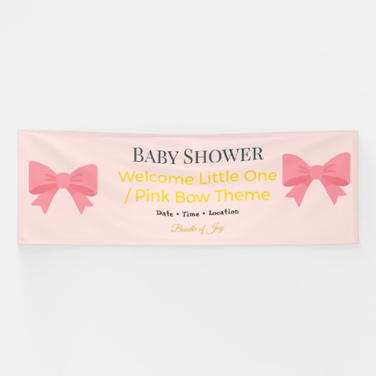 Baby Shower Spandoek | Roze Strik Vreugde (Horizontaal)